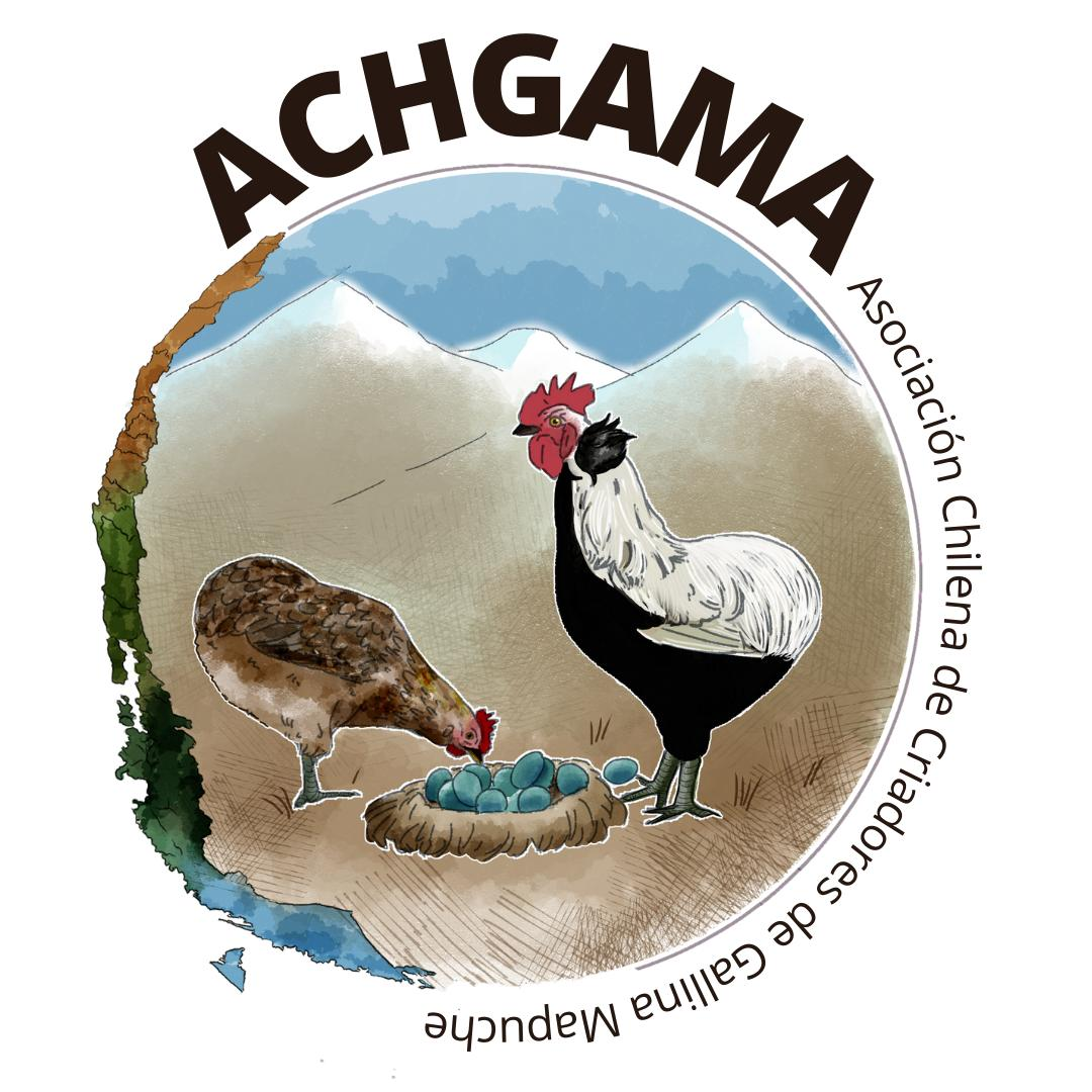 Logo oficial completo de ACHGAMA — Asociación Chilena de Criadores de Gallina Mapuche